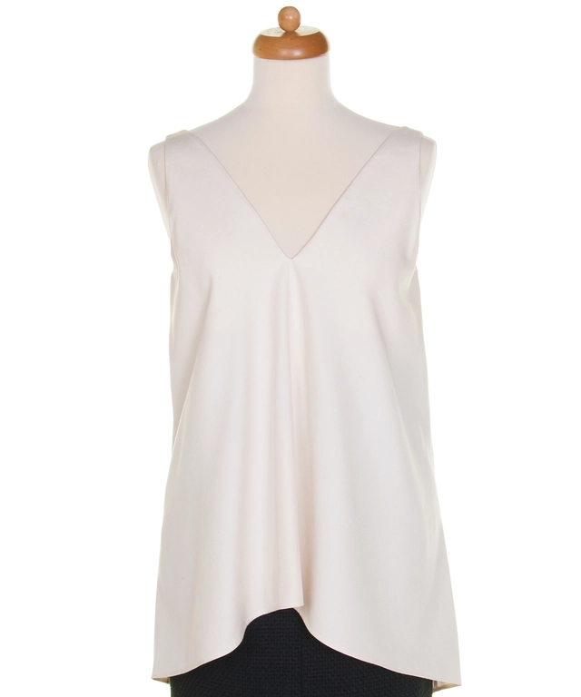 Celine Off White Mulberry Silk Dip Hem Top