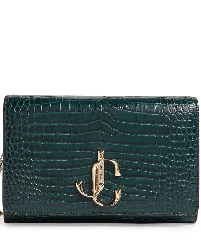 Jimmy Choo Green Croc Embossed Leather Varenne Clutch