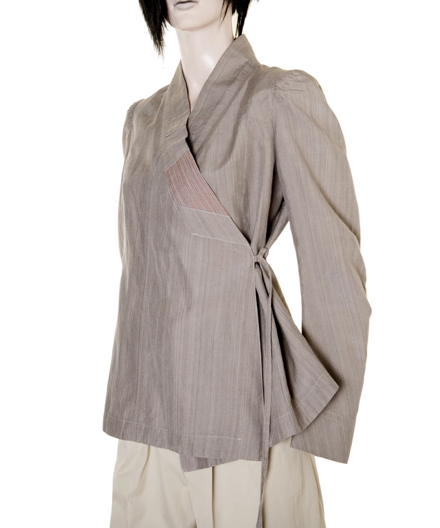 Dries van Noten Silk/Linen/Cotton Wrap Jacket