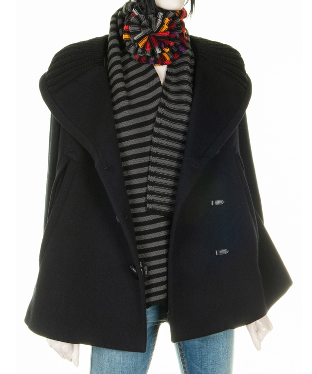 Prada Black Wool Knitted Collar Cropped Jacket