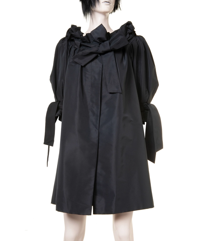 Takada Black Taffeta Ottoman Overcoat