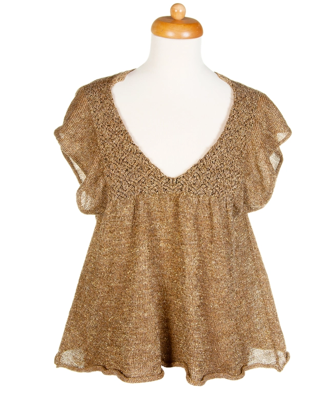 Dries van Noten Metallic Gold Knitted Sweater Top