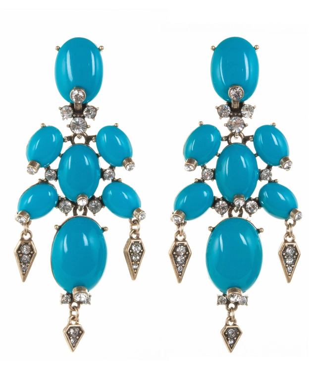 Oscar de La Renta Turquoise Cabochon Necklace and Earrings - afbeelding 3