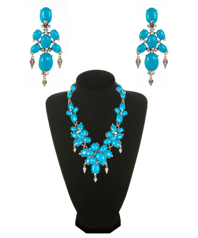Oscar de La Renta Turquoise Cabochon Necklace and Earrings