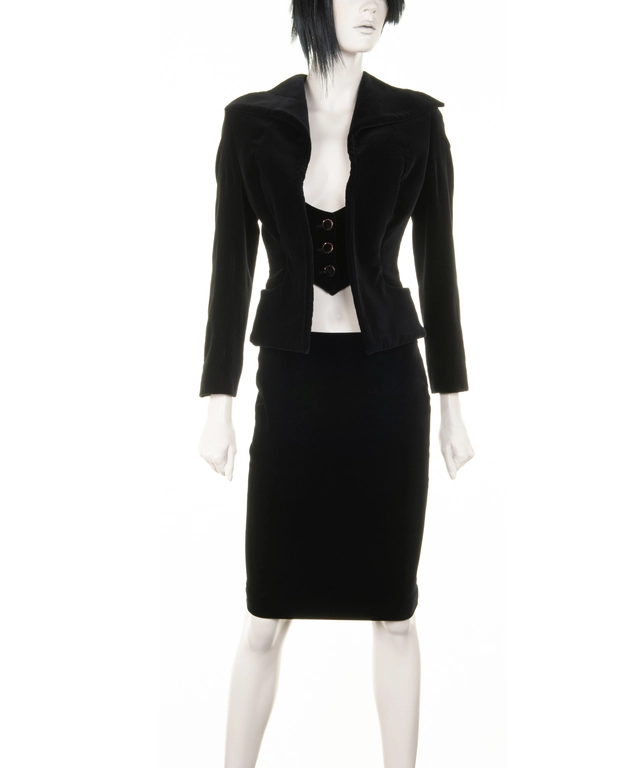 Vivienne Westwood Couture London Black Velvet Skirt Suit
