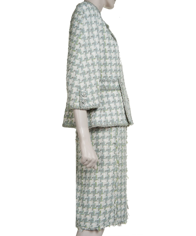Chanel Groen/grijs Mantelpakje met Rok