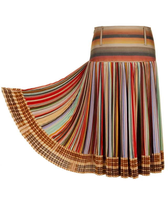 Hermès Multicolor Silk Twill 'Plissé Soleil' Skirt