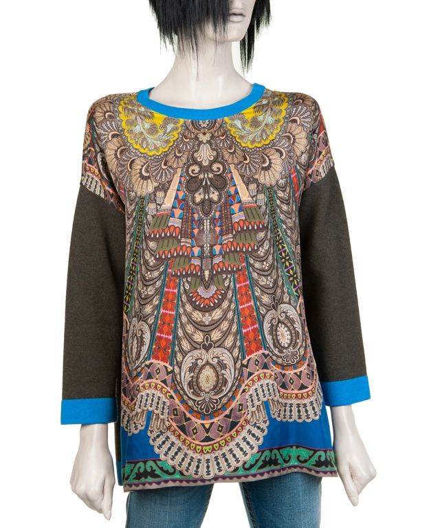 Etro Front Silk Paisley - Back Knit Sweater