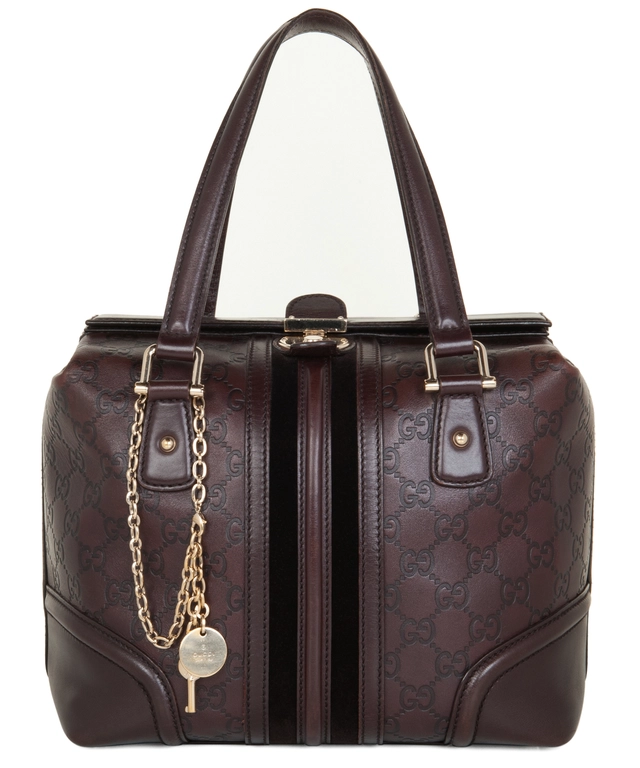 Gucci Dark Brown Guccissima Leather Large Web Treasure Boston Bag