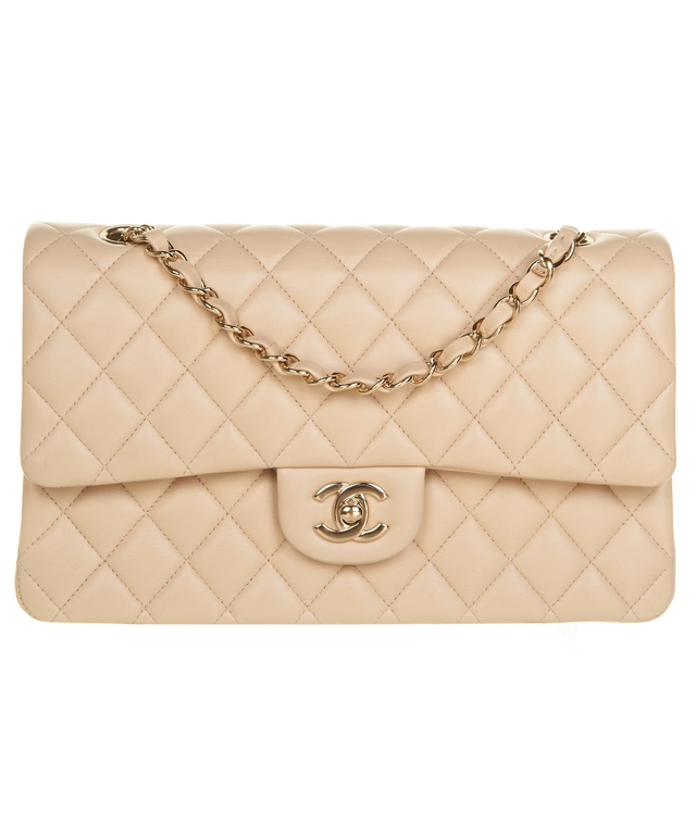 Chanel Beige Medium Double Flap Shoulder Bag
