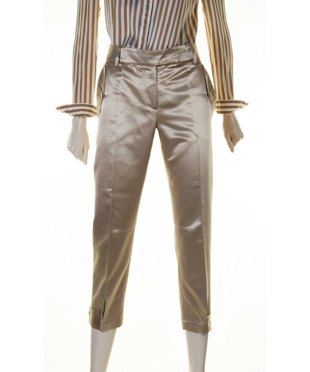 Brunello Cucinelli Silk Cropped Straight-Leg Pants