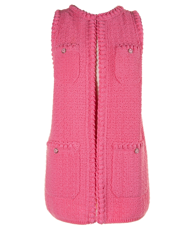 Chanel Spring 2023 Ready to Wear Hot Pink Sleeveless Cardigan