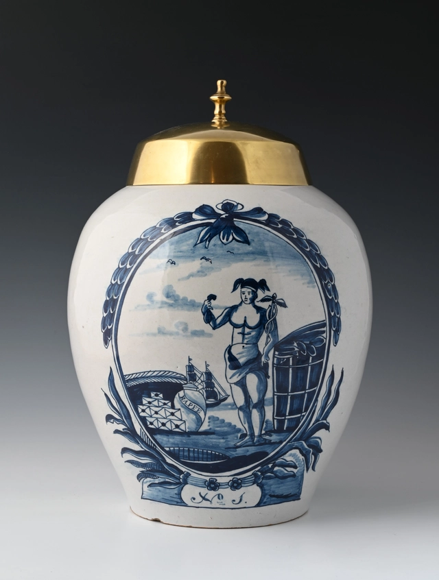 Ein Delfter Steingut-Tabaktopf - afbeelding 1