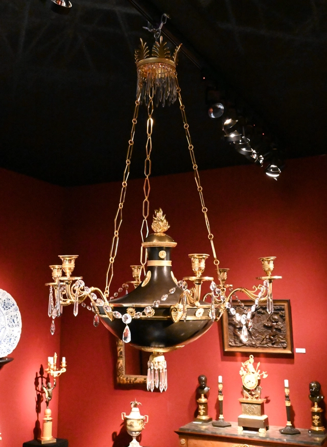 Zwei seltene russische Empire Discus-Kronleuchter - afbeelding 4