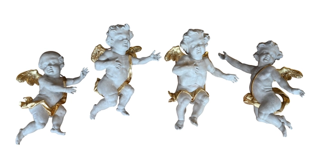 Vier polychrome hölzerne Engel - afbeelding 3