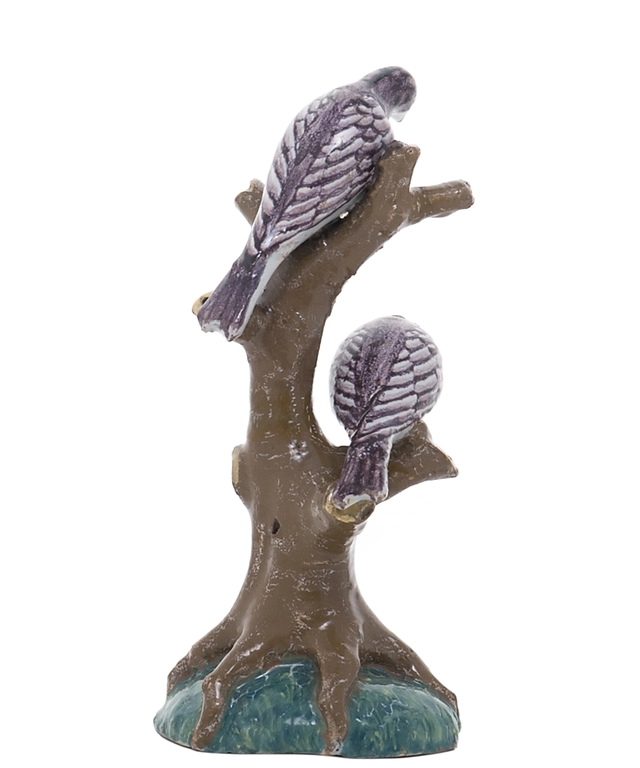 Birds Perched on a Branch of a Tree Trunk in Polychrome Dutch Delftware - afbeelding 2