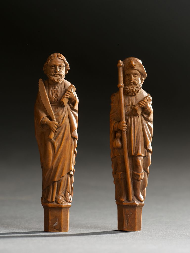 Pair of carved boxwood knife handles - image 2