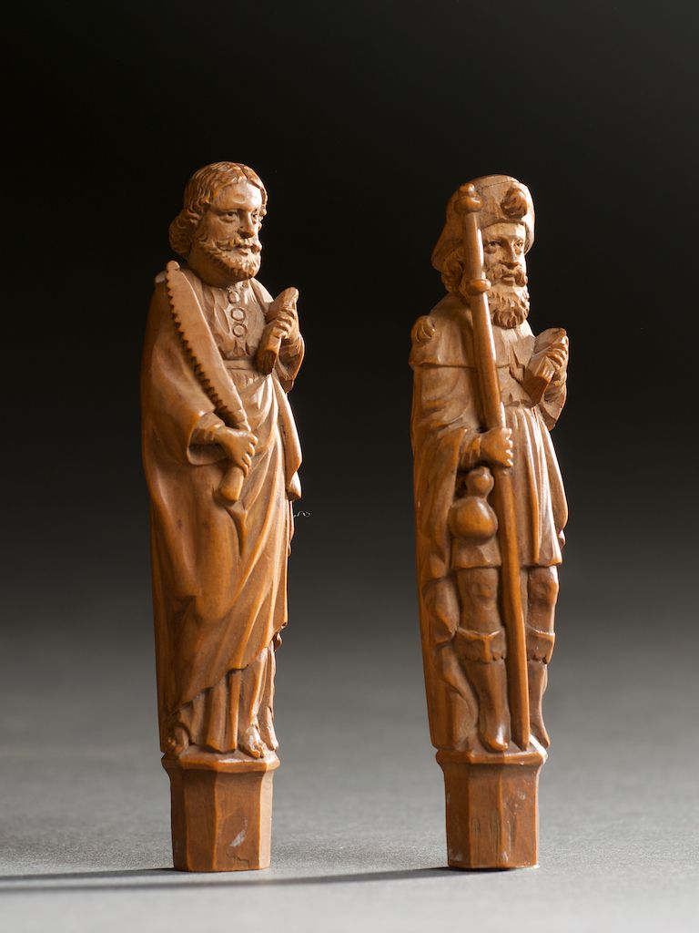Pair of carved boxwood knife handles - image 3