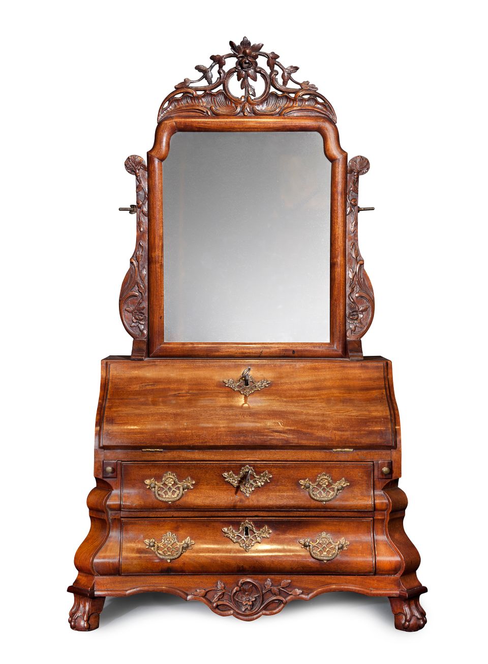 Hollands Louis Quinze miniatuur bureau met spiegel - afbeelding 2