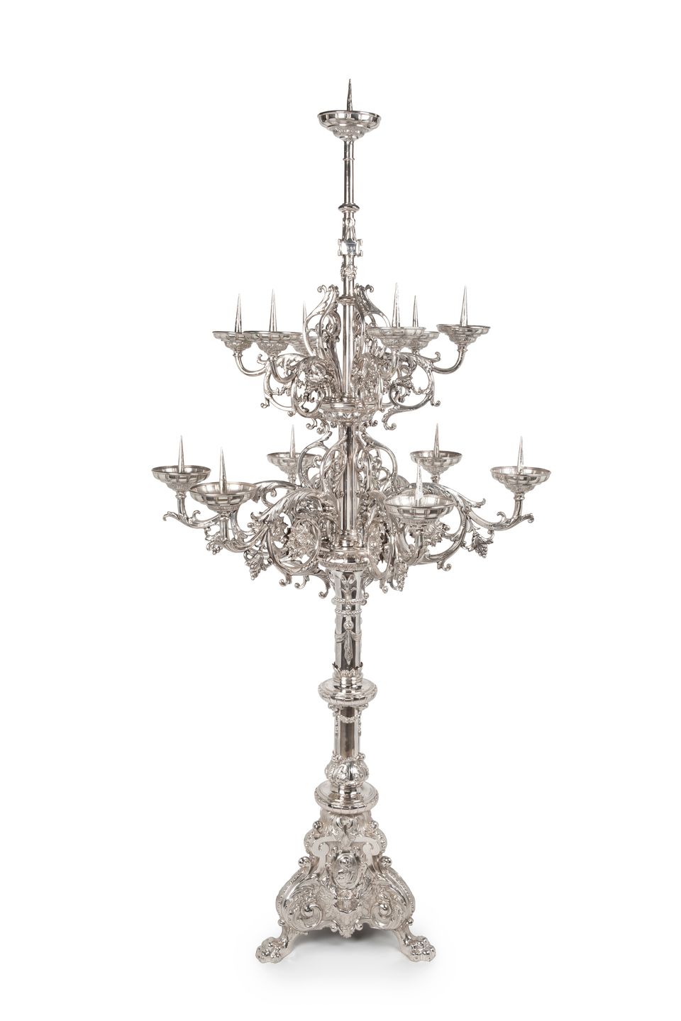 An impressive pair of Dutch silver pricket candelabra - afbeelding 2