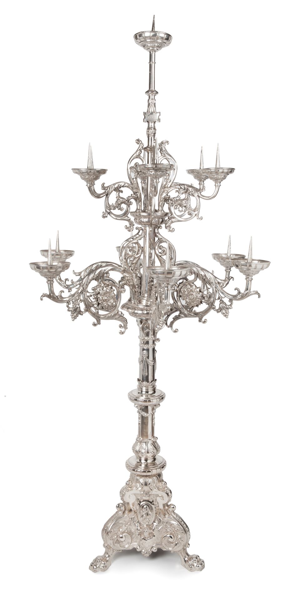 An impressive pair of Dutch silver pricket candelabra - afbeelding 3