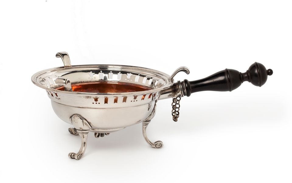 Silver brazier with ebony handle and copper bowl - image 2