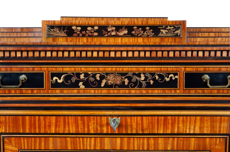 A Dutch Louis Seize secrétaire à abattant with lacquer panels - afbeelding 2
