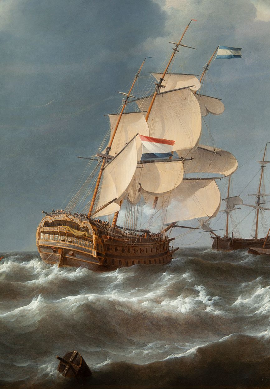 Sailing ships on a rough sea - afbeelding 2