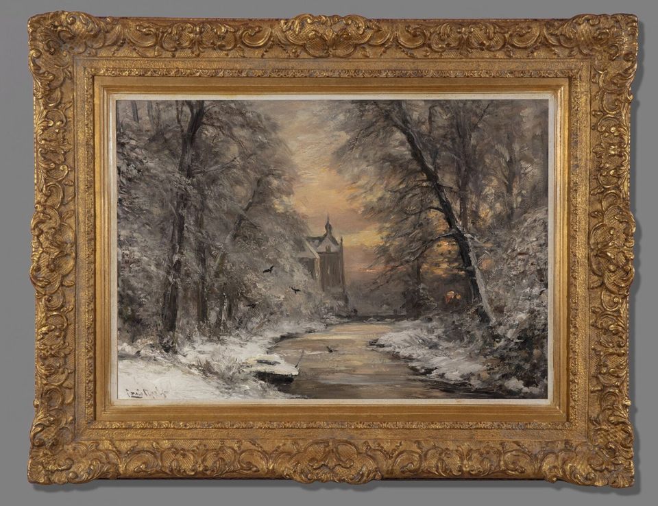 LOUIS APOL (1850-1936) – WINTER FOREST SCENE WITH DE CANNENBURCH CASTLE IN VAASSEN - image 2