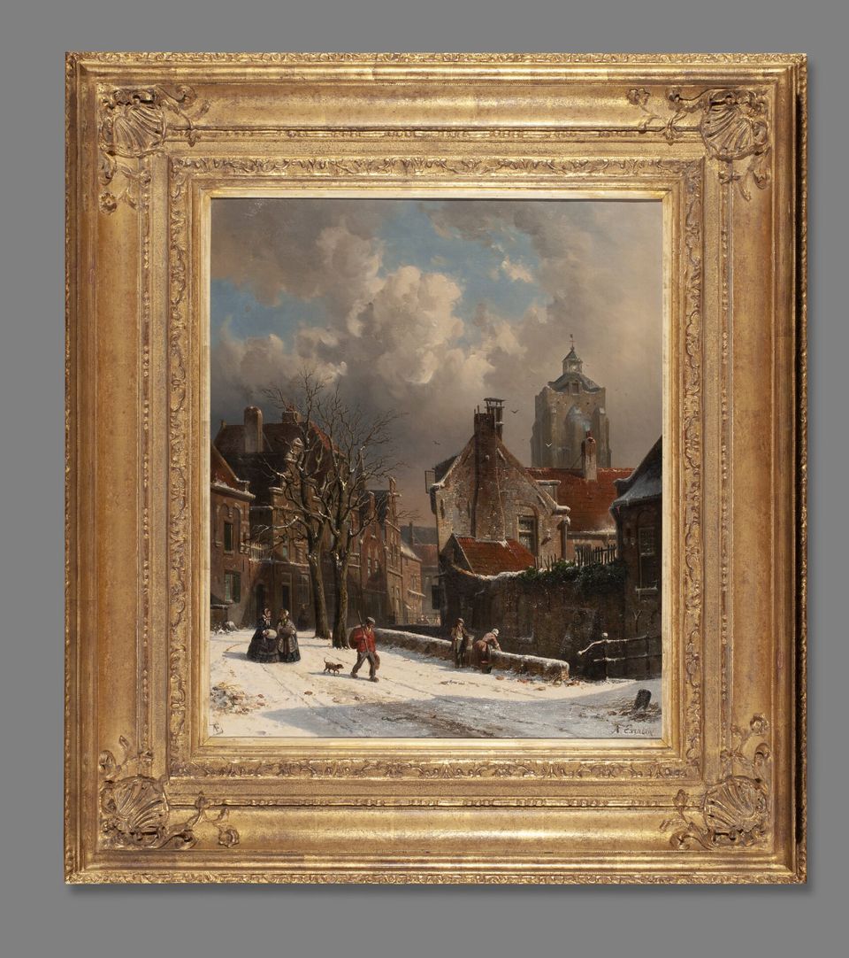ADRIANUS EVERSEN (1818-1897) – A SNOWY DUTCH STREET SCENE - image 2