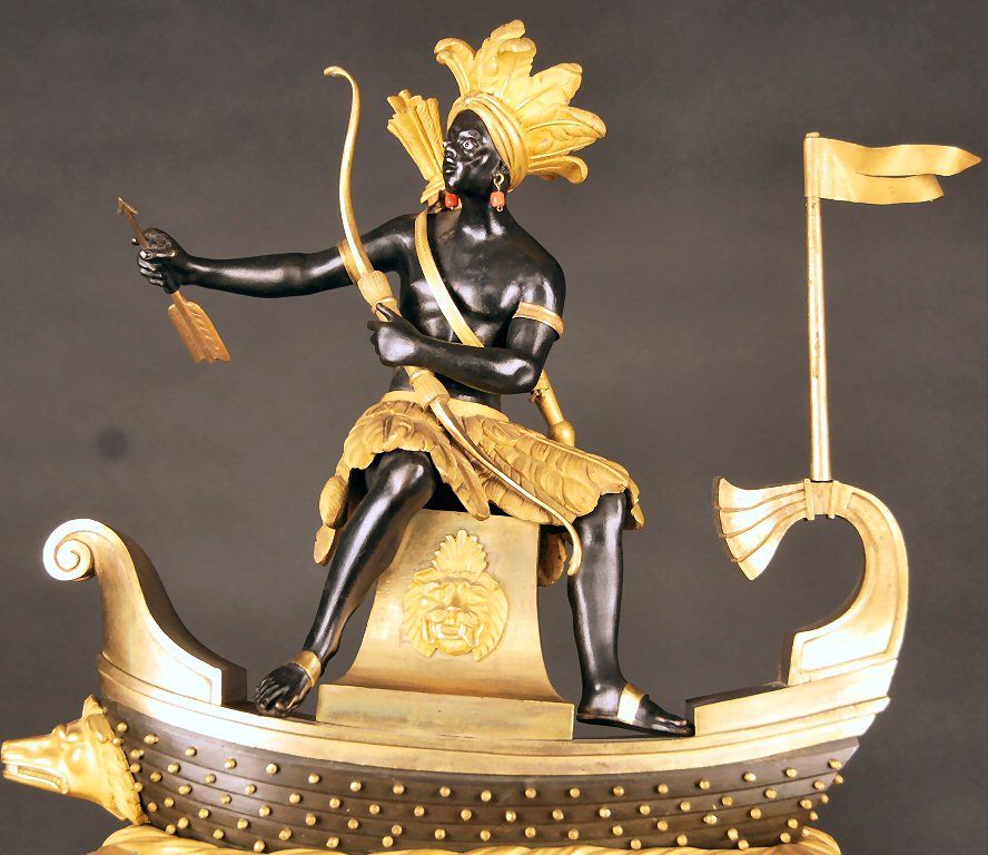 A French mantel clock, the 'Amerindian hunter'  à Paris, circa 1800. - image 4