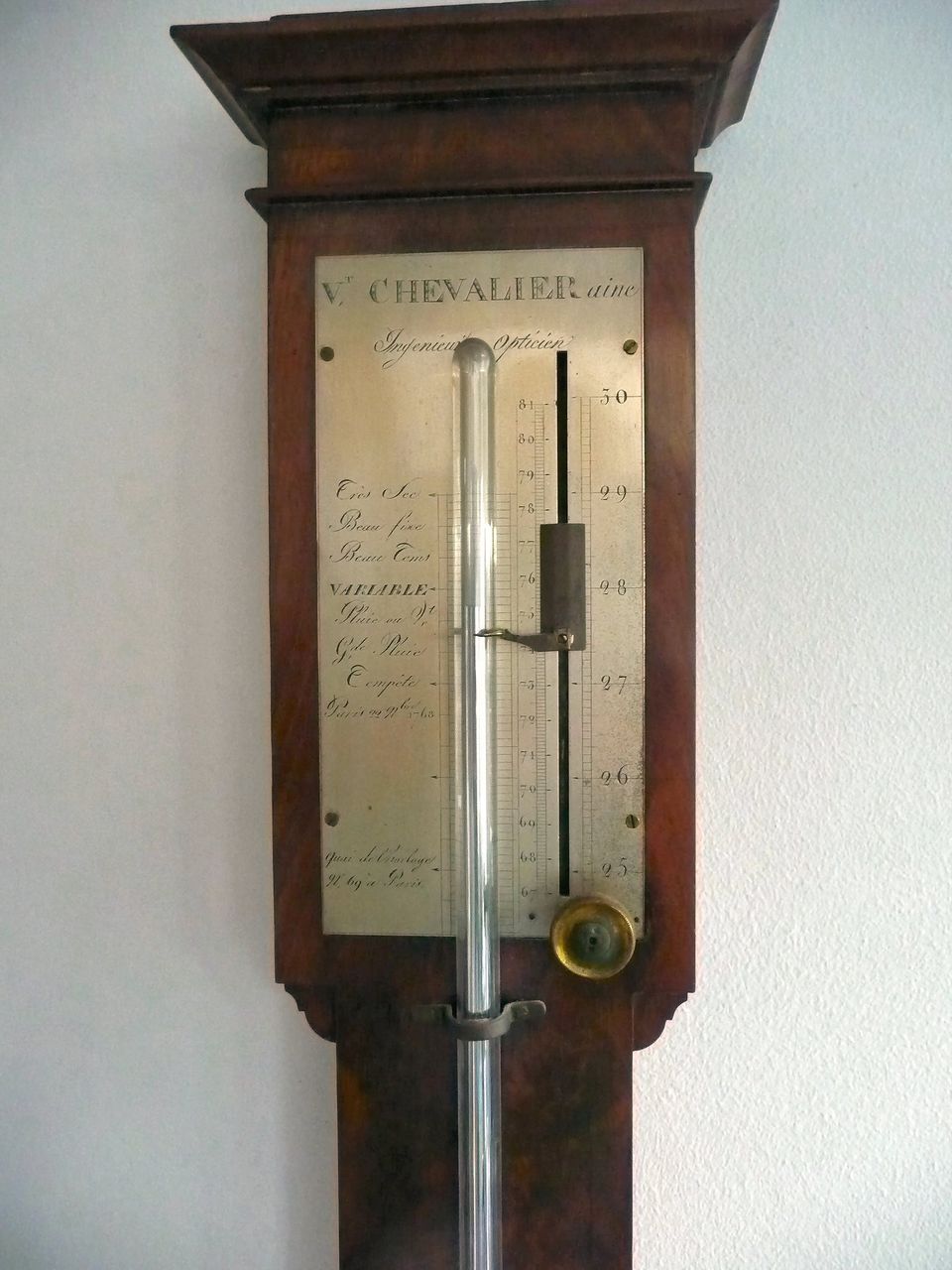 French Stick Barometer circa 1830 signed Vincent CHEVALIER ainé, Paris. - image 6