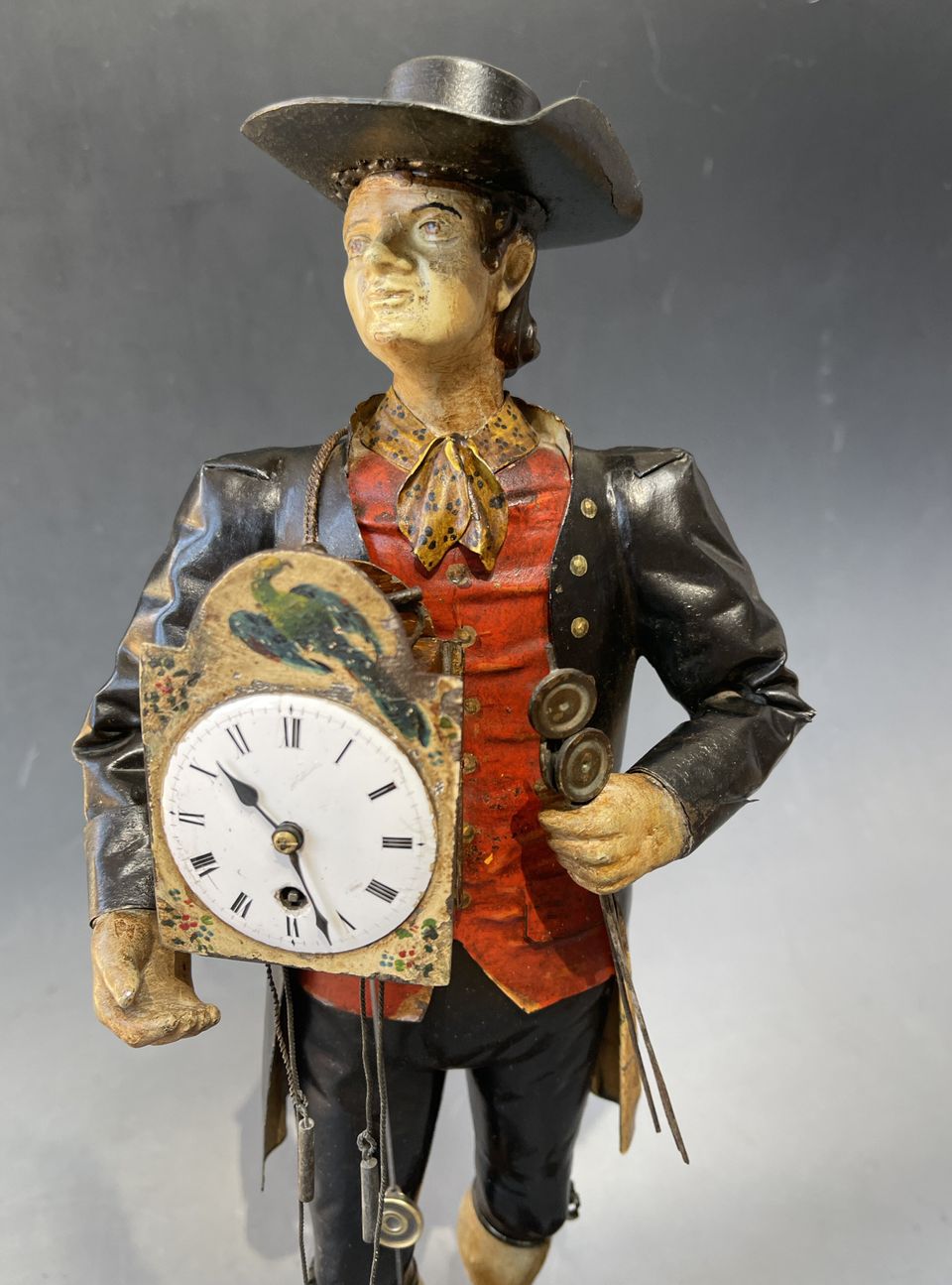 Schwarzwälder Uhren träger, klokkenmannetje, Zwarte Woud circa 1860. - afbeelding 3