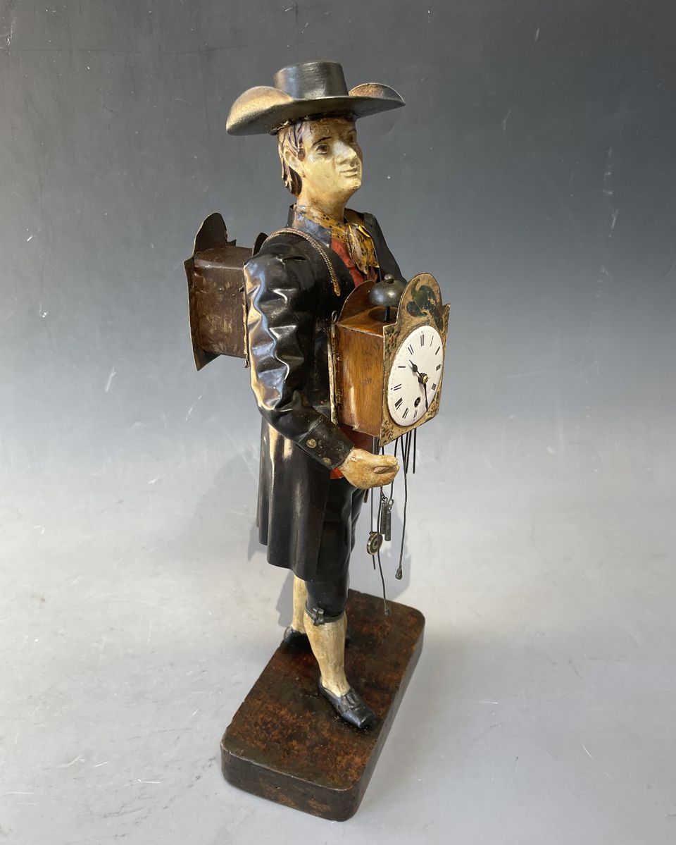 Schwarzwälder Uhren träger, klokkenmannetje, Zwarte Woud circa 1860. - afbeelding 4