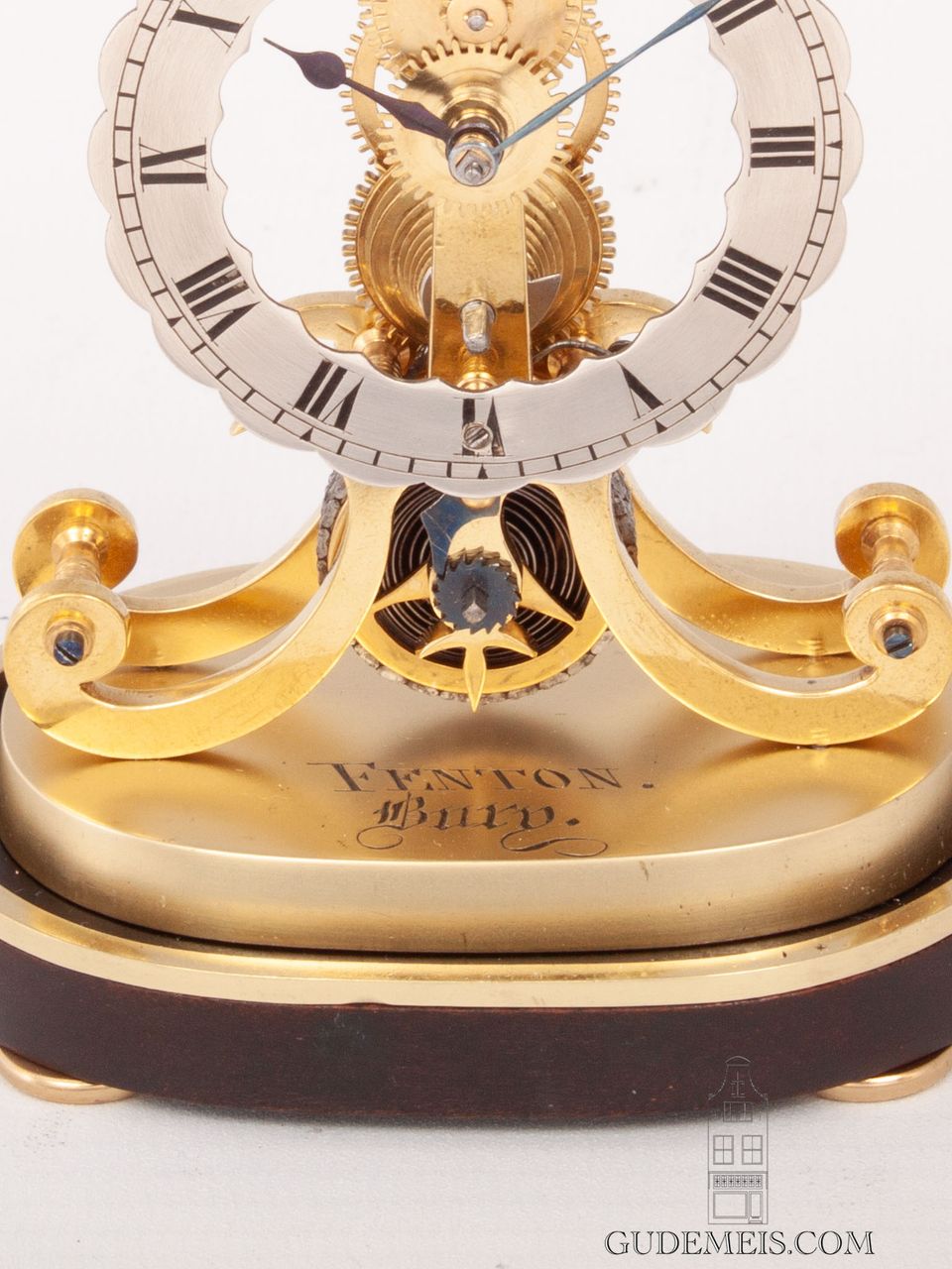 A miniature English brass skeleton clock, Fenton Bury, circa 1850. - image 5