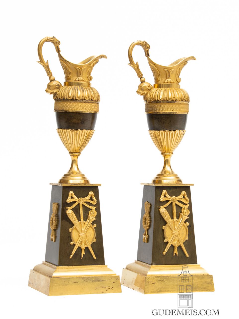 A pair of French Restoration gilt and bronze ewers/candle sticks, circa 1825 - image 2