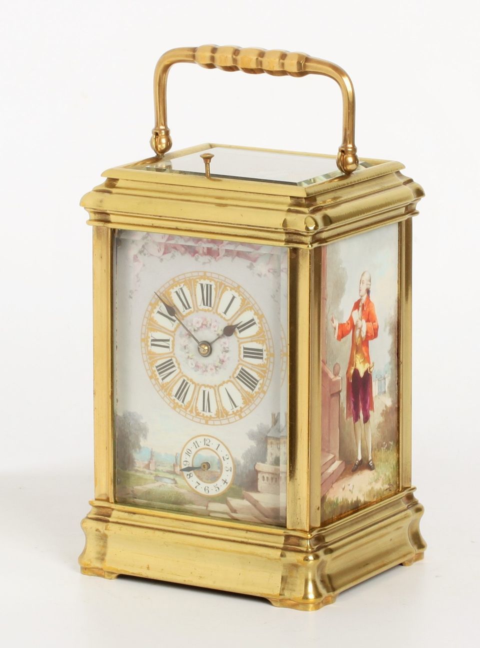 A French porcelain mounted gilt brass carriage alarm clock,circa 1880 - image 5