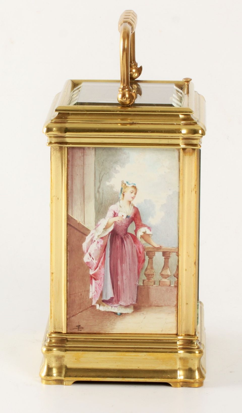 A French porcelain mounted gilt brass carriage alarm clock,circa 1880 - image 7