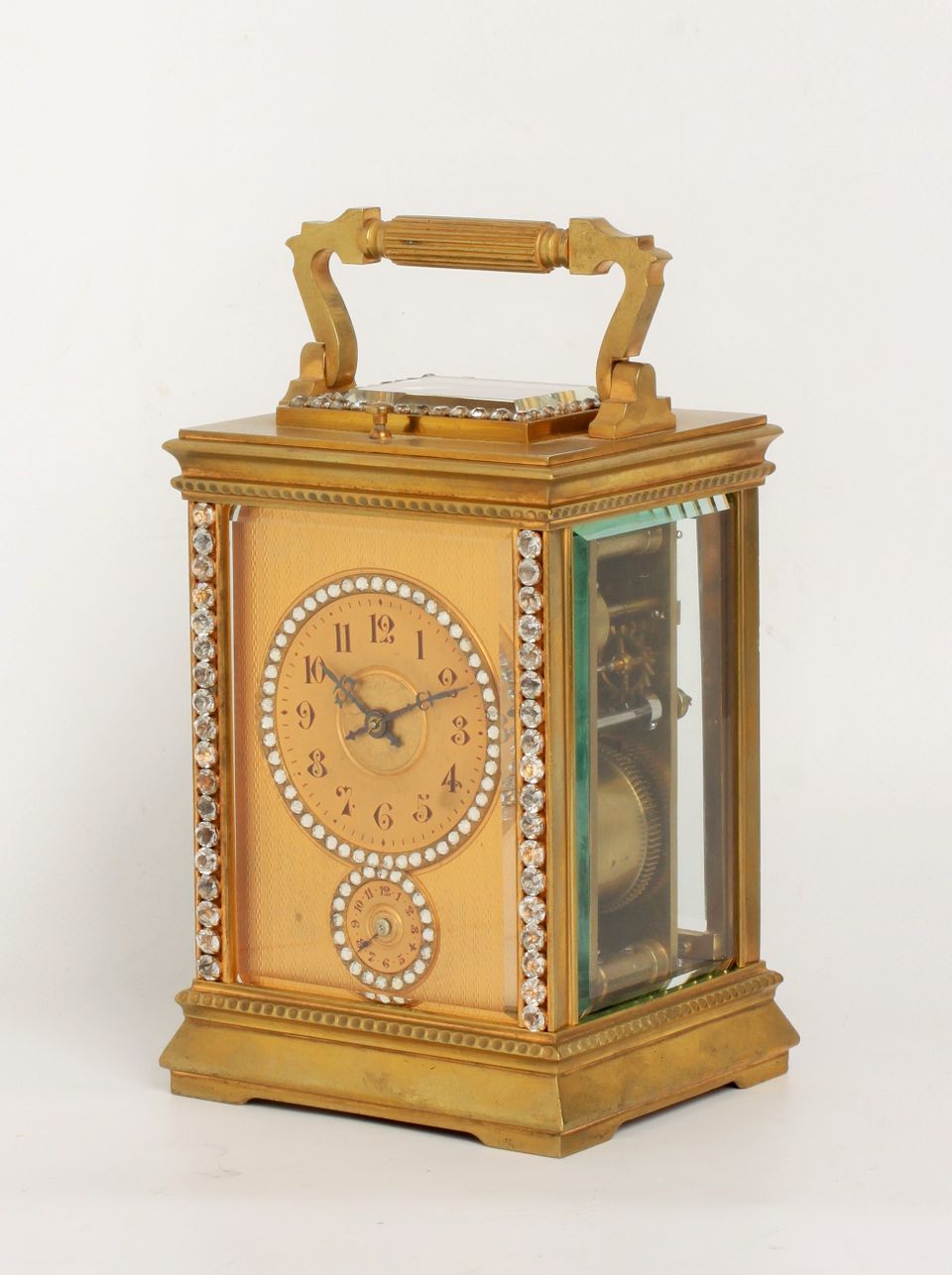 An attractive French brass paste set Anglaise carriage clock with alarm, circa 1900. - image 6