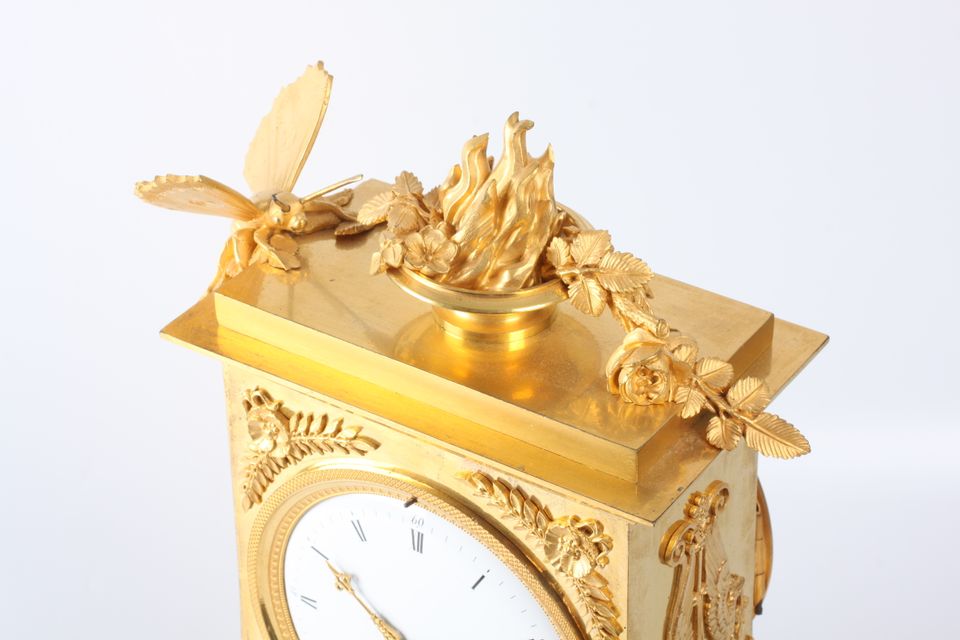 A lovely French Empire ormolu borne mantel clock with butterfly, circa 1800 - image 2