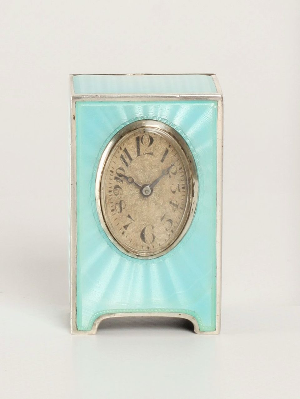A miniature Swiss silver light blue guilloche translucent enamel timepiece, circa 1900 - image 2