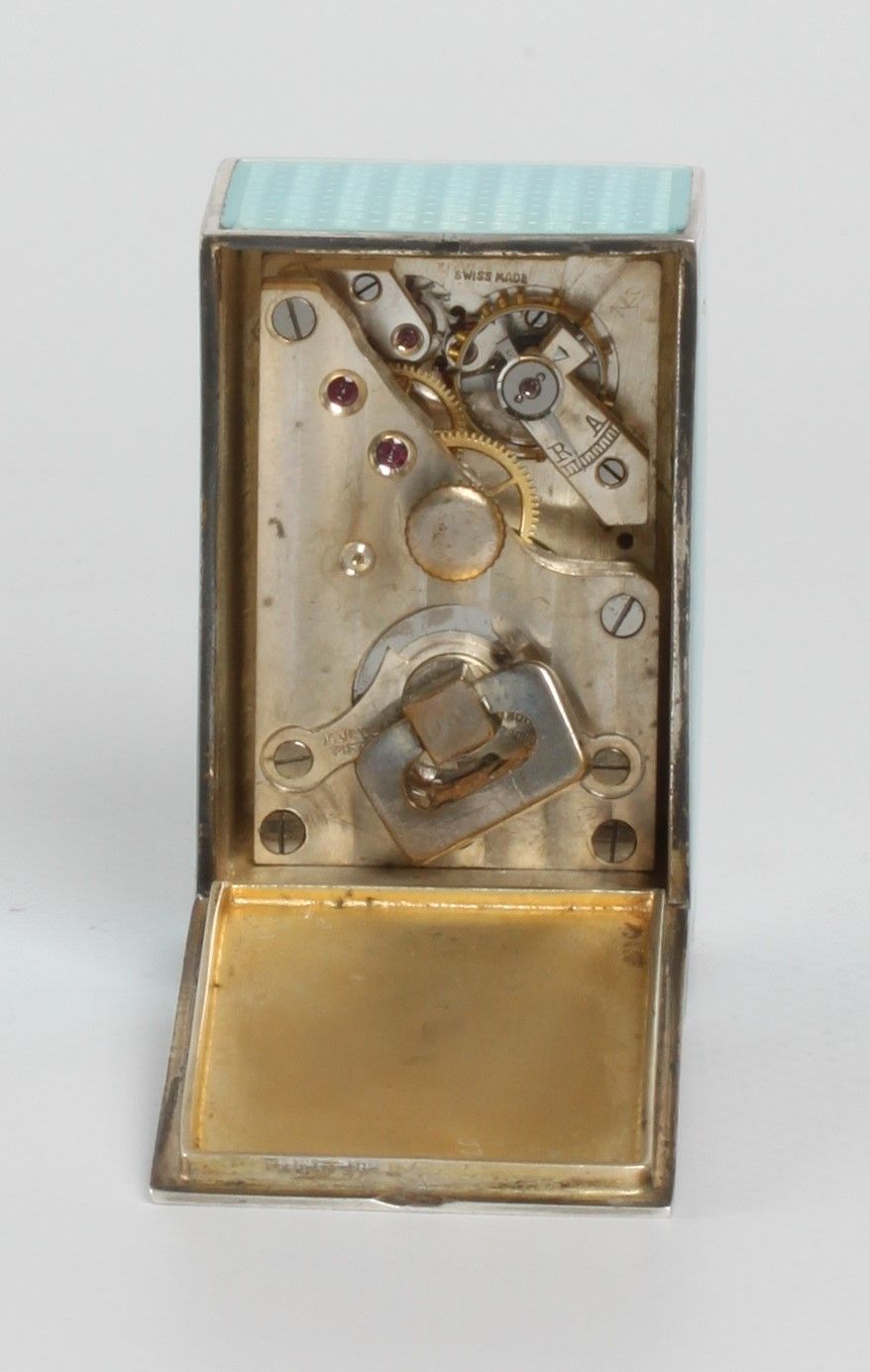 A miniature Swiss silver light blue guilloche translucent enamel timepiece, circa 1900 - image 6