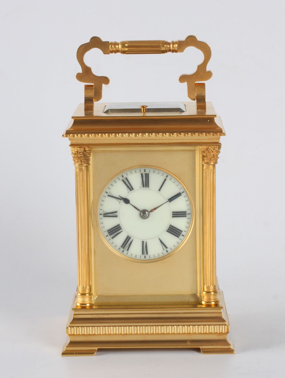 Een fraaie Franse verguld messing 'Anglaise' reisklok, Henri Jacot, circa 1880 - afbeelding 3
