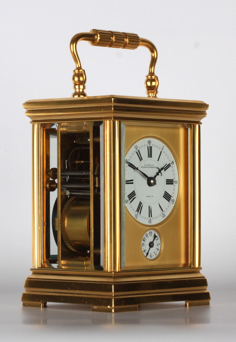 A fine French gilt brass Corniche carriage clock with quarter repeat and alarm, Ecalle, circa 1880 - image 5