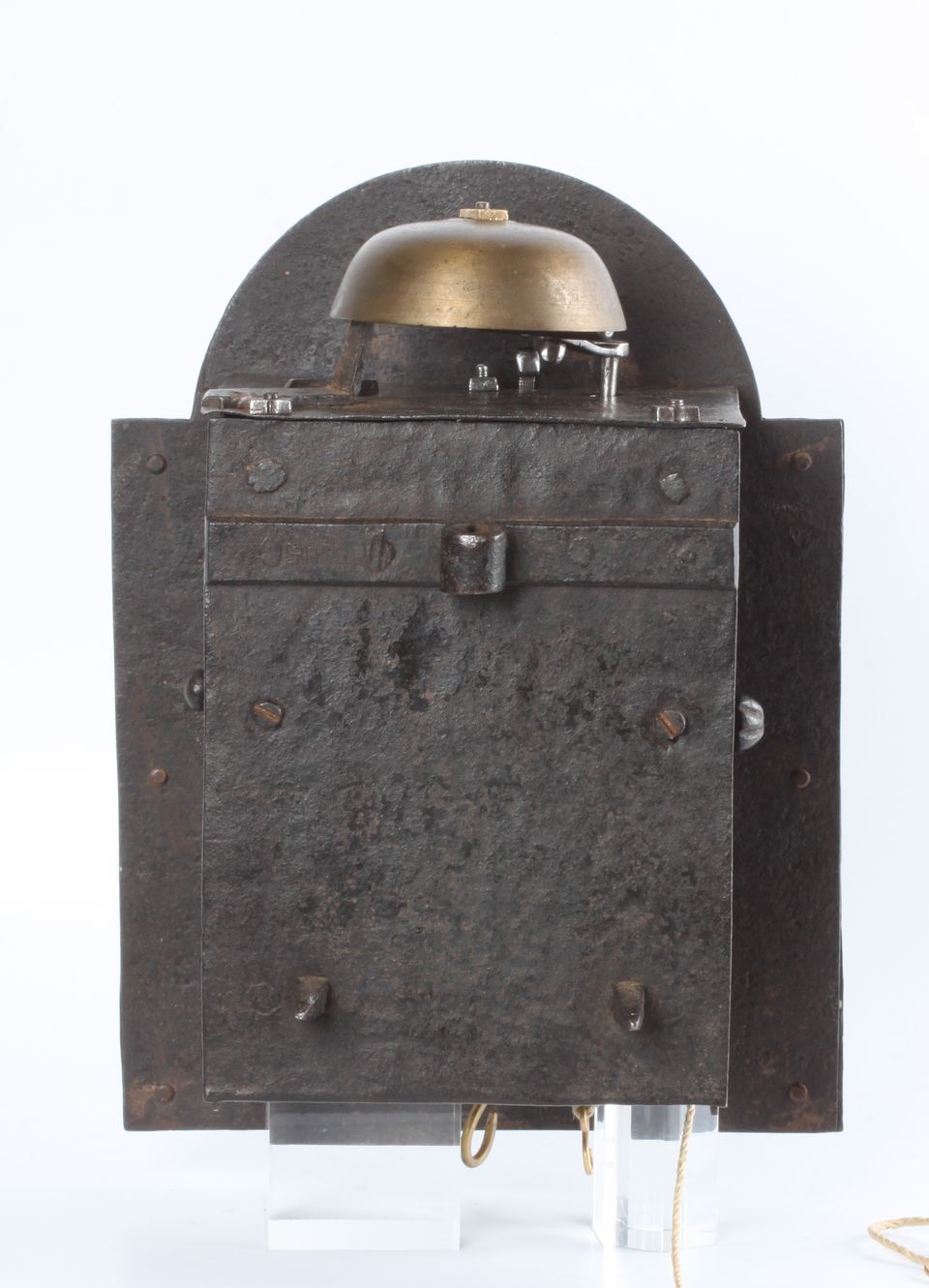 A Swiss brass and iron 'Kuhschwanz' alarm wall timepiece, circa 1720 - image 4