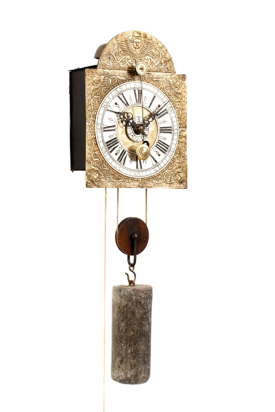A Swiss brass and iron 'Kuhschwanz' alarm wall timepiece, circa 1720 - image 6