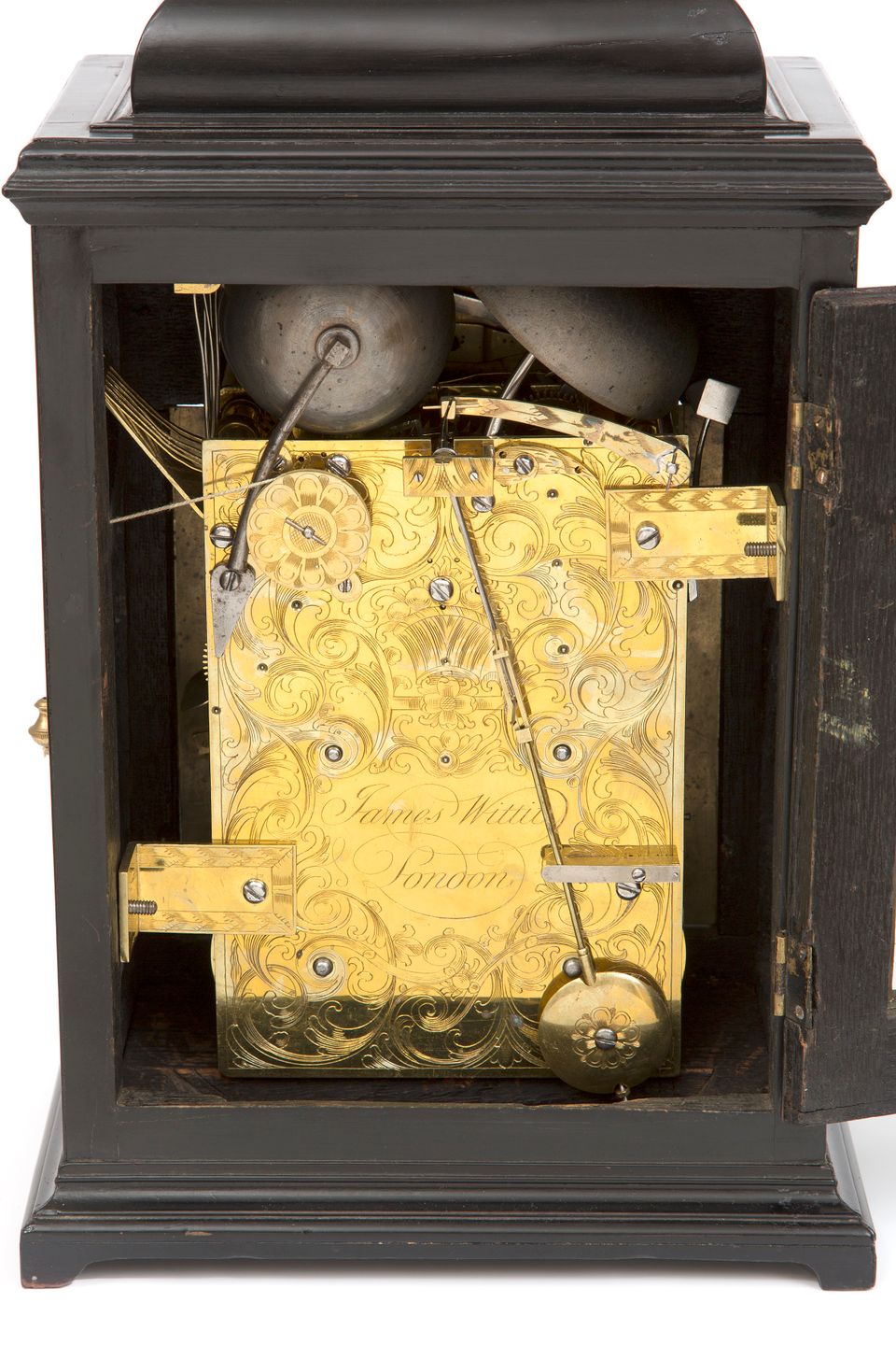 A small English ebonised table clock with quarter repeat, James Wittit London, circa 1740 - image 3
