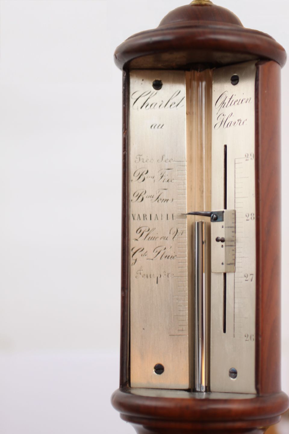 Een Franse mahonie scheepsbarometer, Charlet au Havre, circa 1820 - afbeelding 3