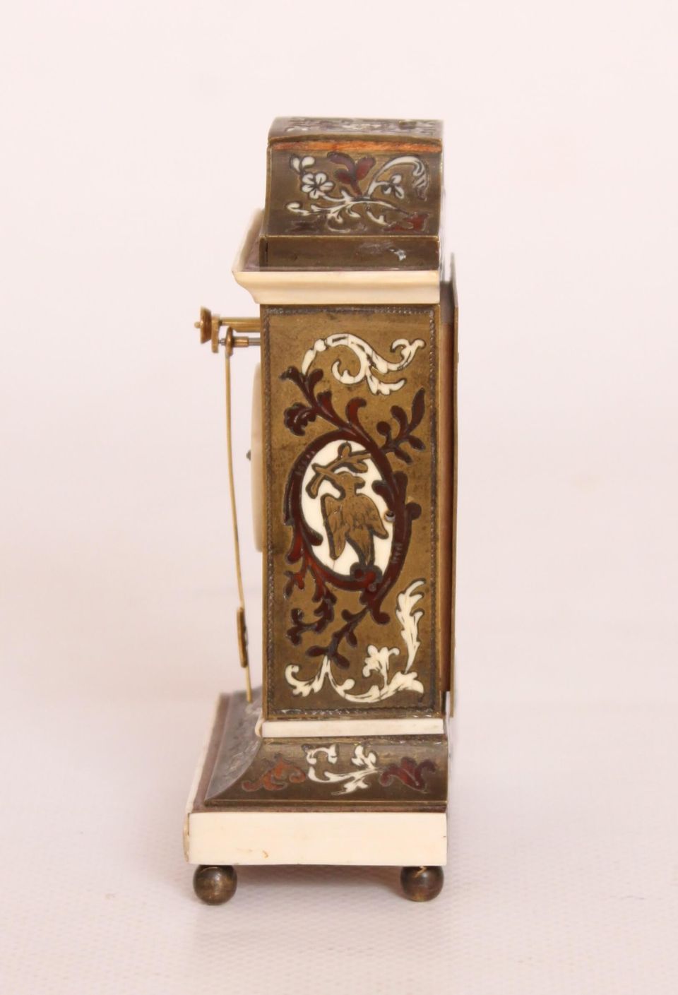 Een miniatuur Oostenrijks ivoor en Boulle zappler klokje, circa 1840 - afbeelding 5