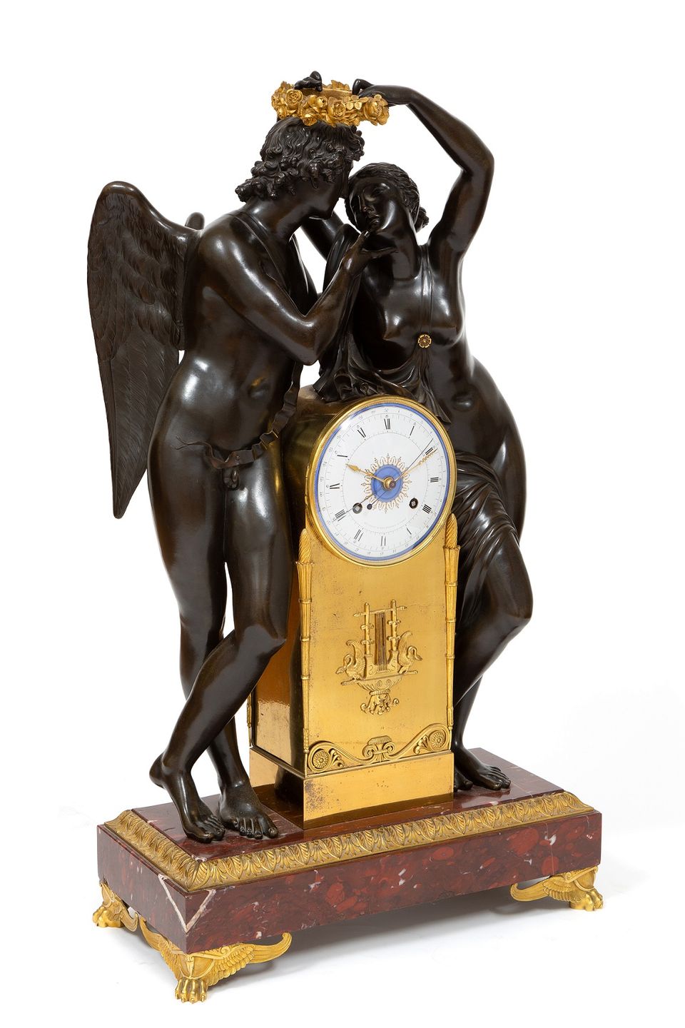 Een belangrijke Franse Empire sculpturale pendule ‘Amor en Psyche’, Claude Michallon, circa 1800 - afbeelding 2